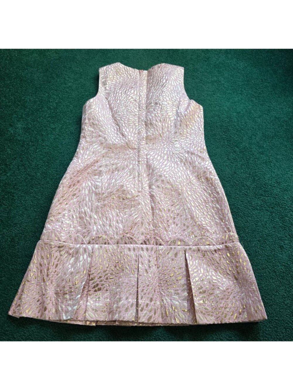 Lilly Pulitzer Abree Dress Sz M Prosseco Pink Lagoon Jacquard Gold Brocade EUC - Picture 2 of 10